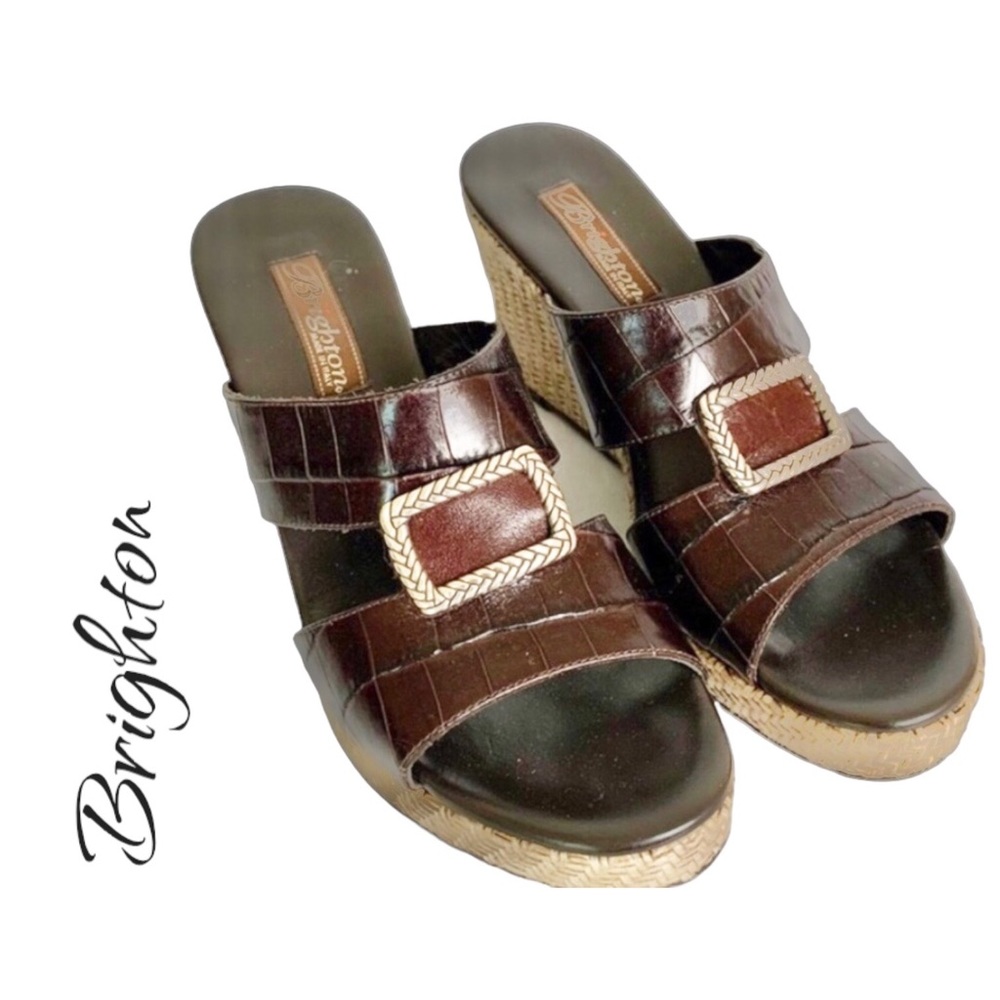 Brighton Devon Brown Slide Sandals NWOT 7.5